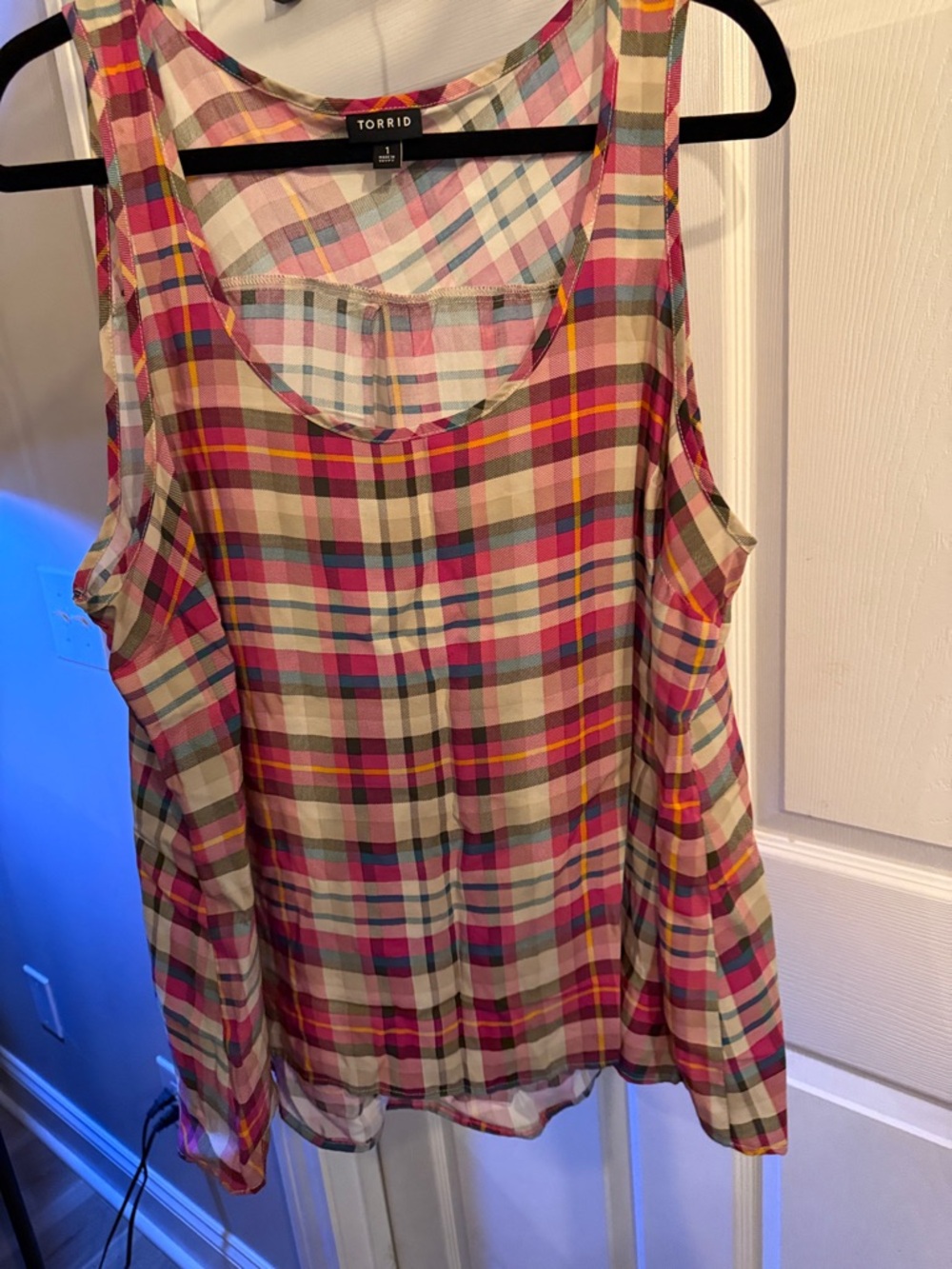 torrid Pink Multi Plaid Scoop Neck Tank
